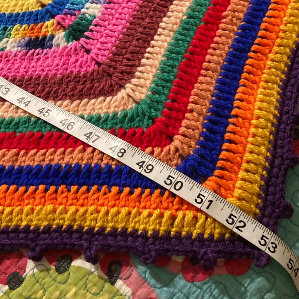 Handmade Colorful Starburst Crochet Blanket - Picture 7 of 8
